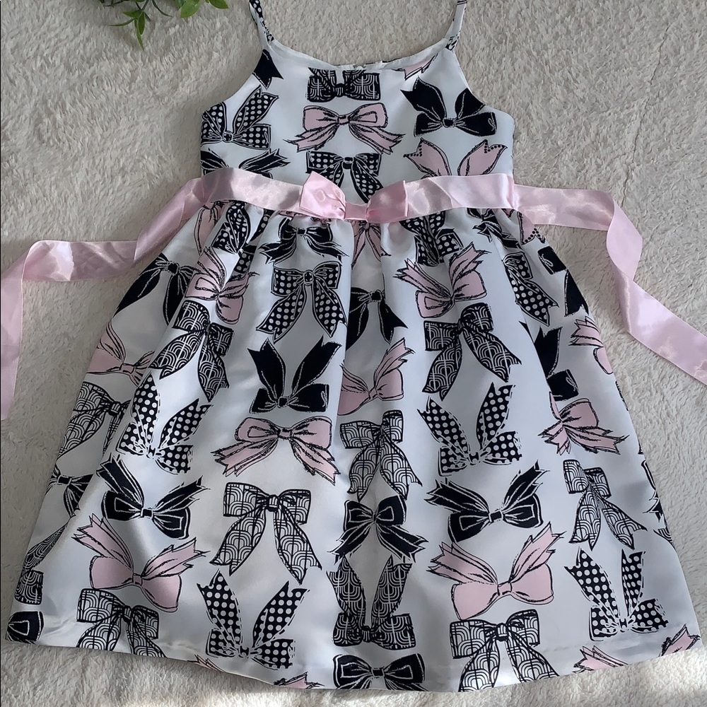 Bonnie Jean Bows Dress 6X White Black Pink EUC 🎀 - Picture 6 of 11